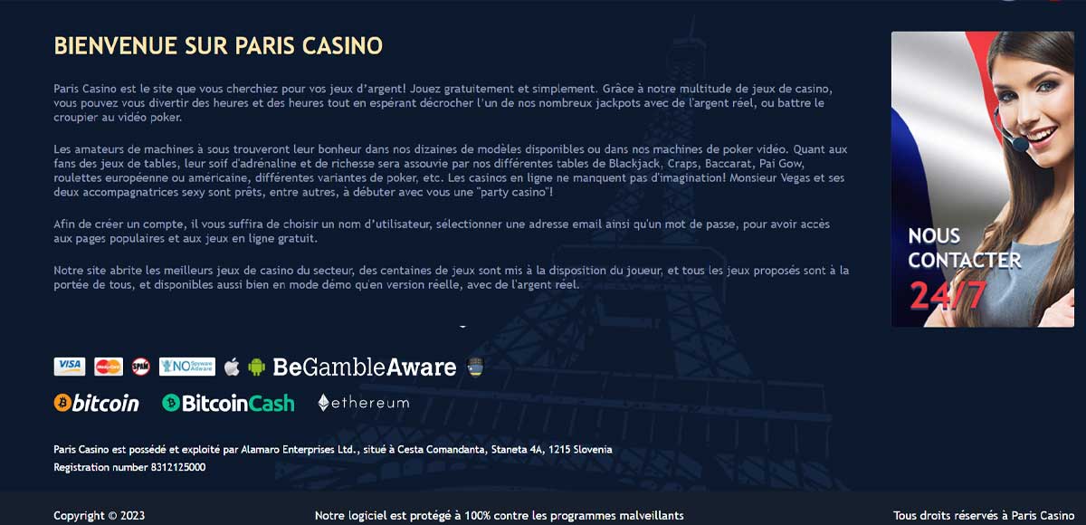 Informations de casino